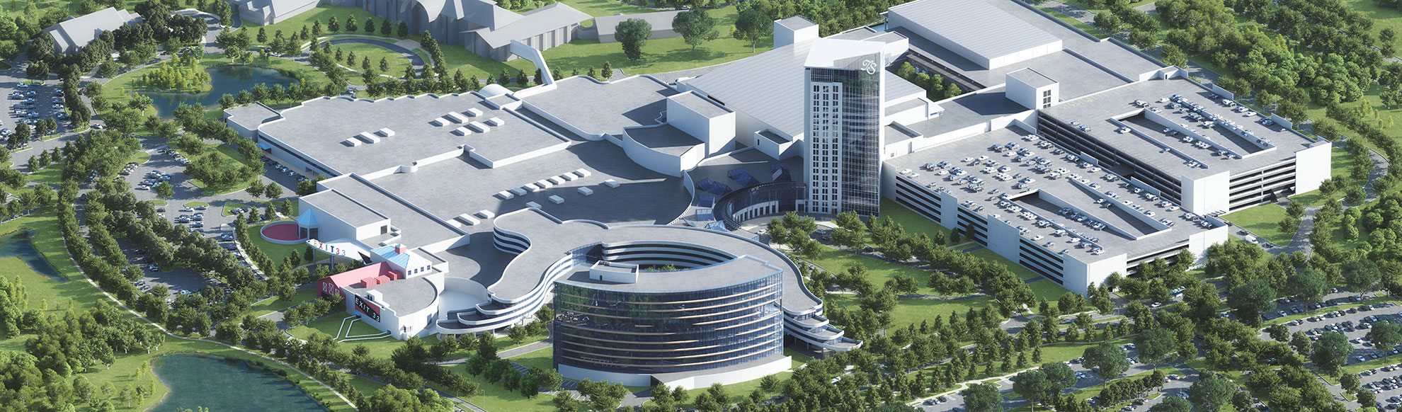 aerial image of the turning stone resort casino campus